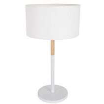 Lampe base ronde en métal et bois NORWAY blanc